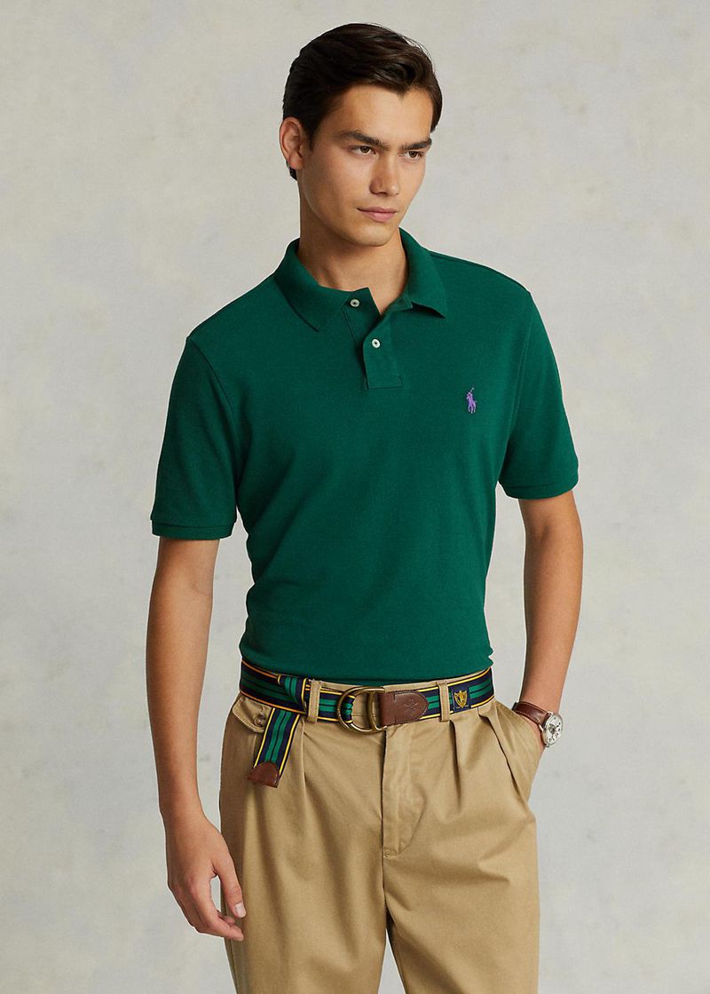 Poleras Polo Polo Ralph Lauren Hombre Custom Slim Fit Mesh Chile Verde TABNH-7956